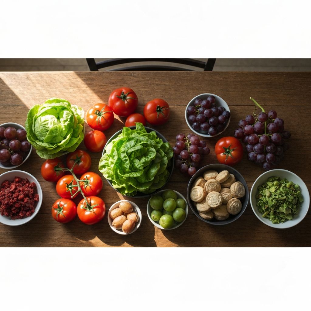 Vielfältige Lebensmittel auf einem Tisch